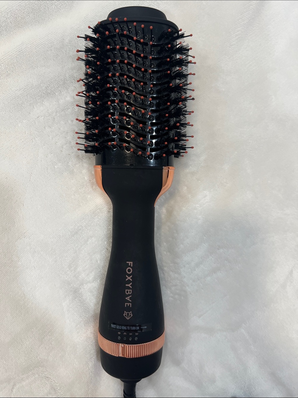 FOXYBae Black and Rose Gold Hot Air Styling Brush for Women
